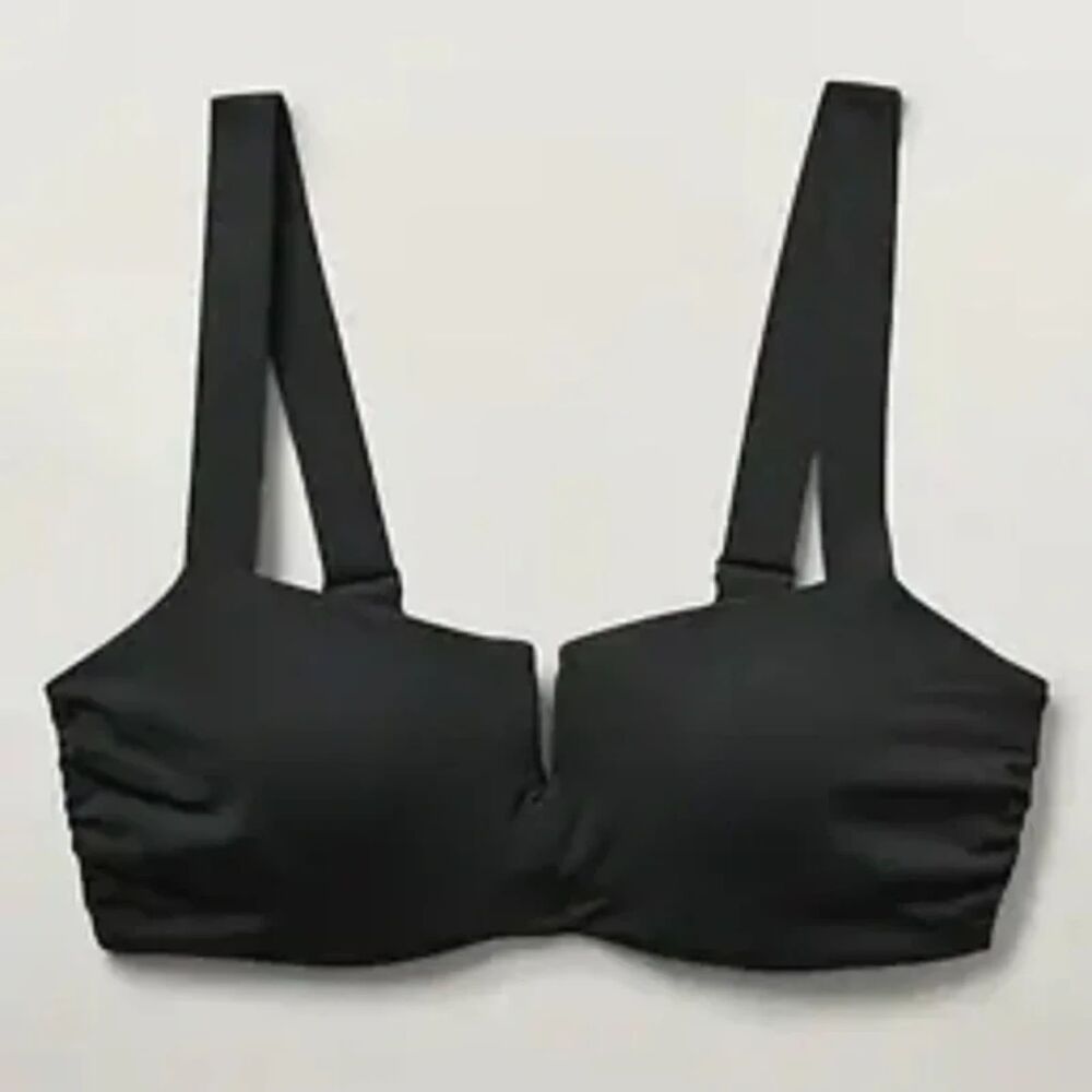 Athleta Square Neck V Bra Cup Bikini Top Black 36B/C Underwire Swimsuit - Picture 2 of 10
